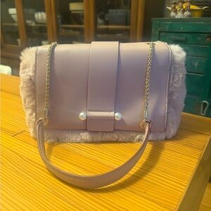 a new day Dusty Pink Fur-Trimmed Shoulder Bag